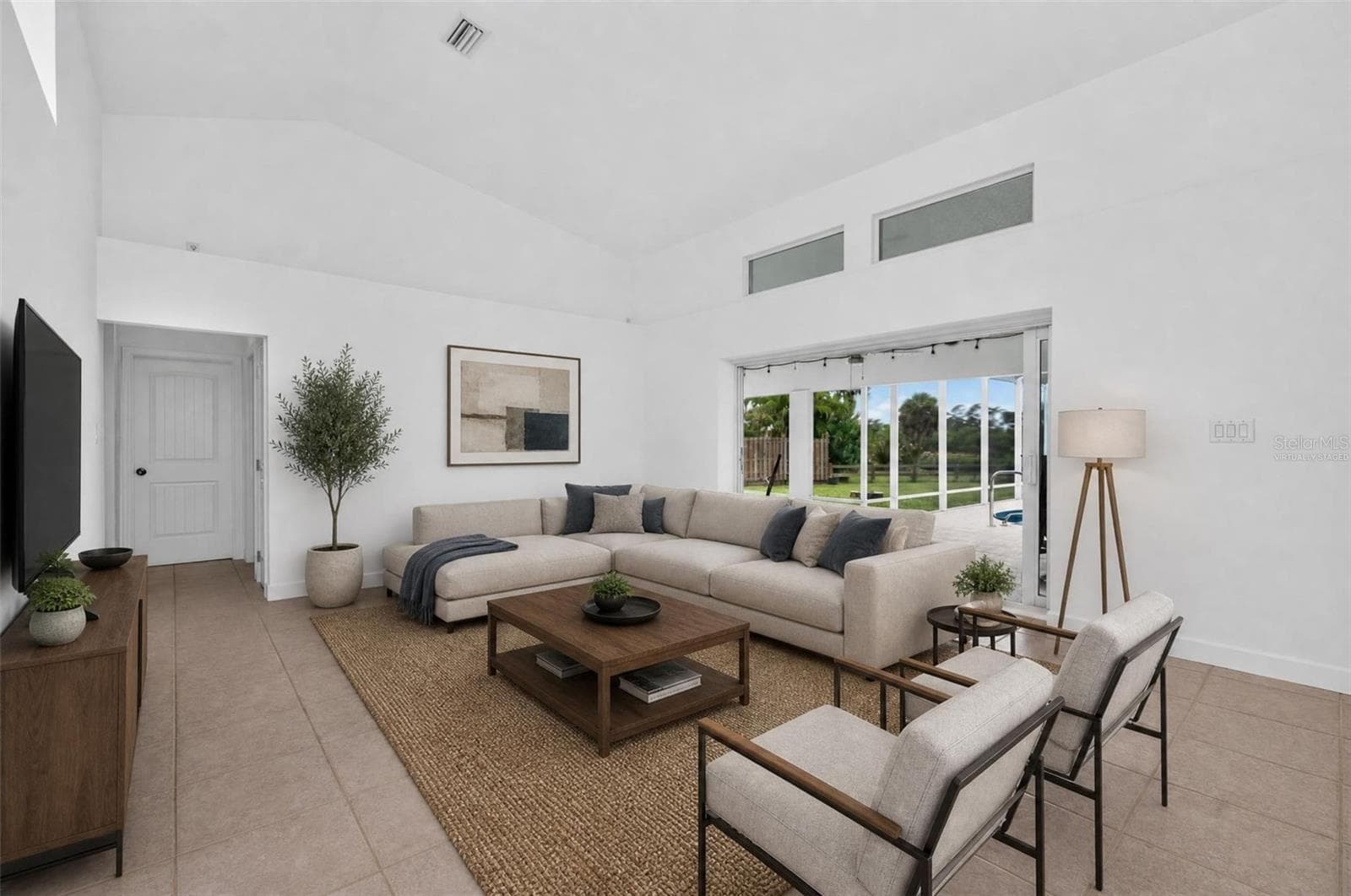 Virtually staged living room - 200 S OXFORD DR, ENGLEWOOD
