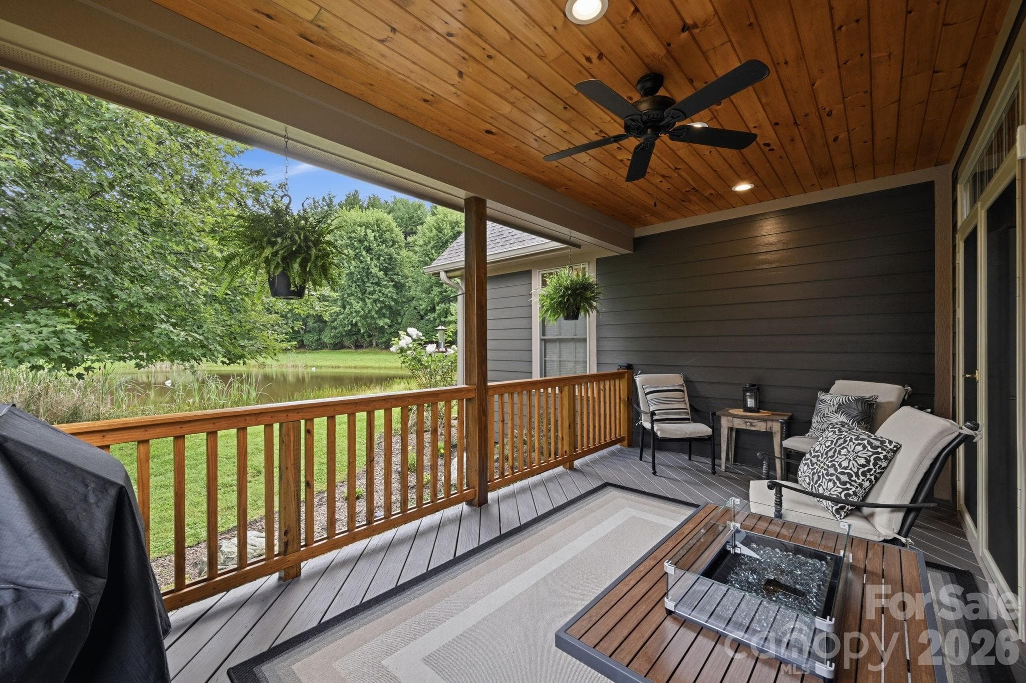 Covered Back Porch Overlooking Pond - 172 Whispering Streams Court, Fleetwood