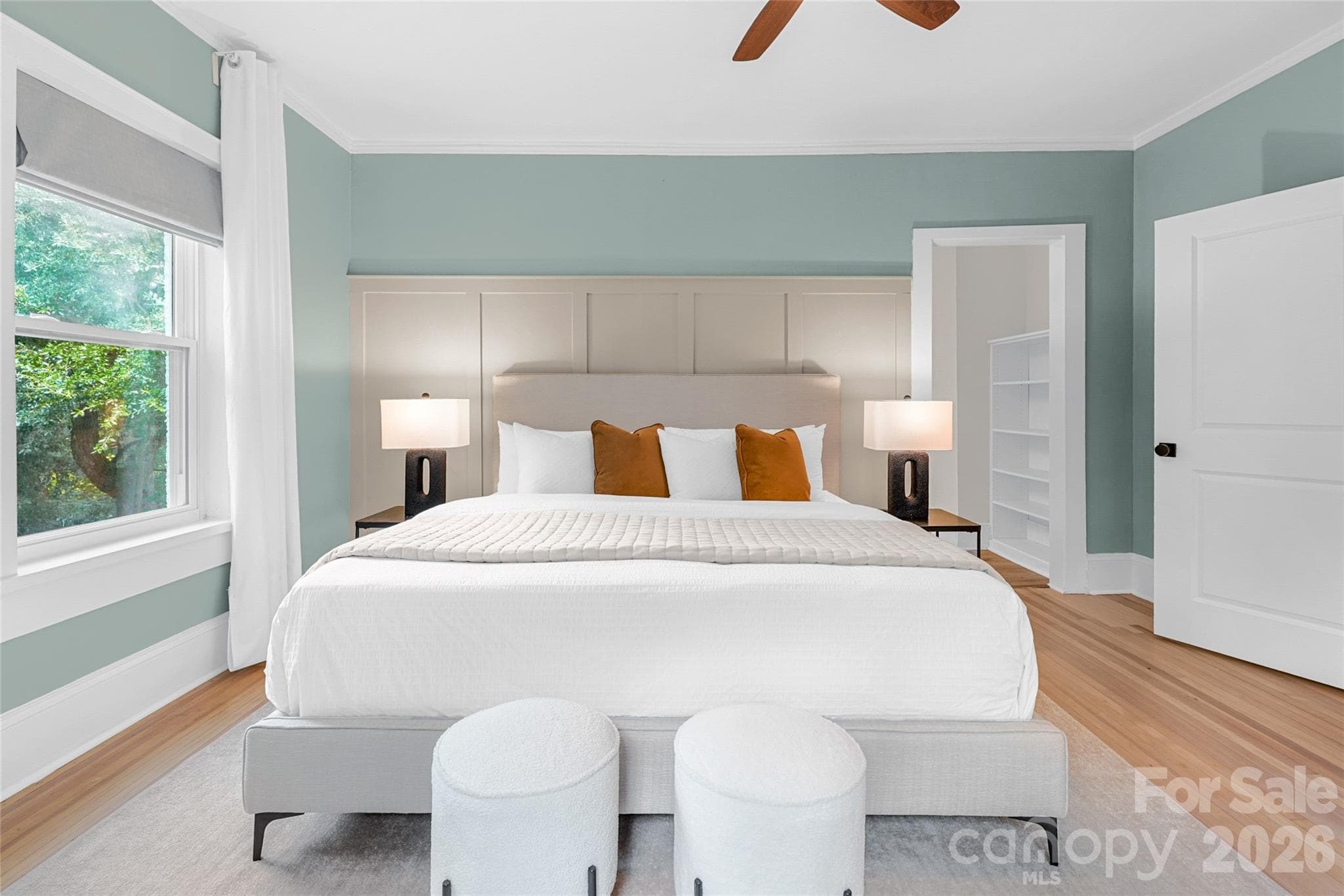 Offers easy access to the updated bathroom and custom closet. - Charlotte