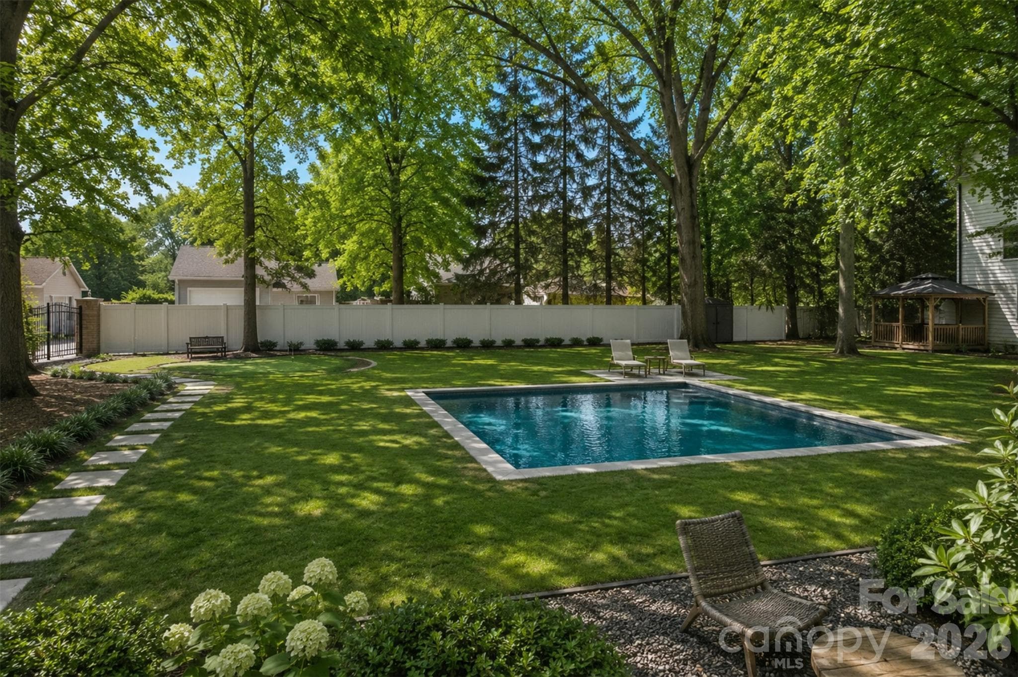 AI rendering showcases one possibility for adding a pool to the spacious backyard! - Charlotte