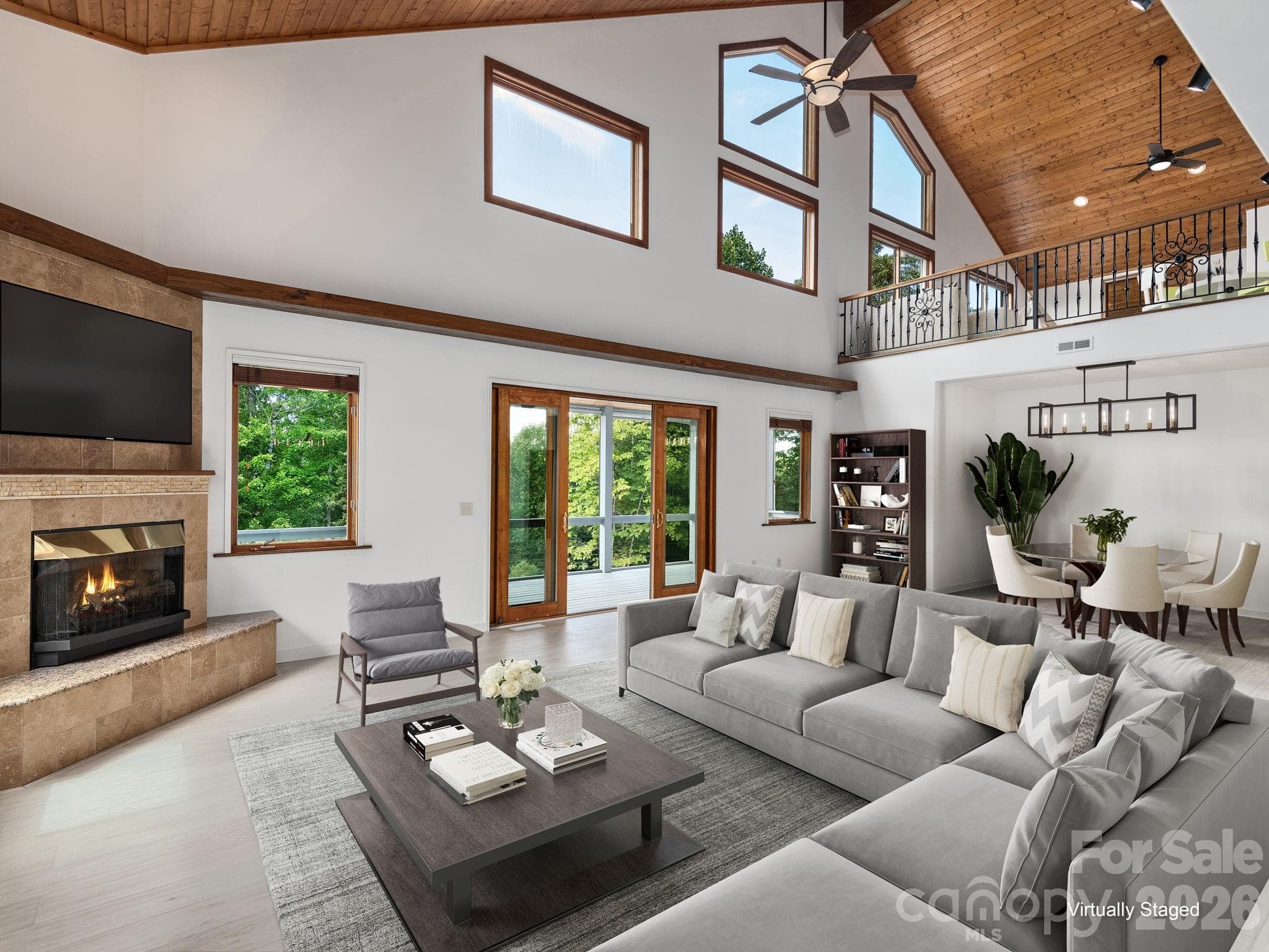 Open Great Room. Access to Screen Porch. Virtually staged. - 248 Wisdom Cove Road, Flat Rock