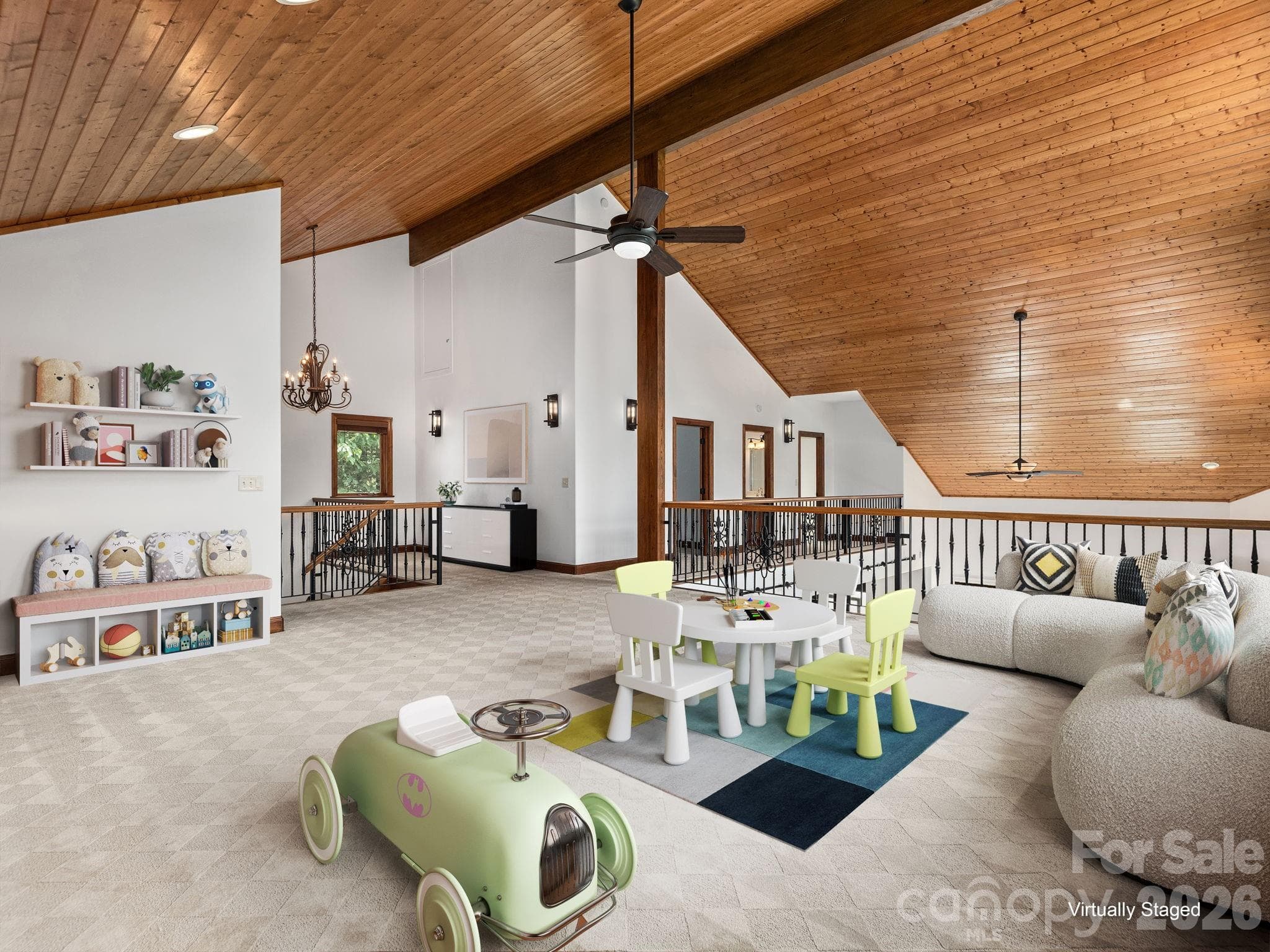 Upper Level Loft. View to two bedrooms and full bathroom. Virtually staged. - 248 Wisdom Cove Road, Flat Rock