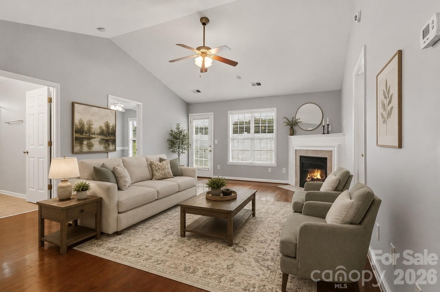 virtually staged living room - 1306 Bayswater Drive, High Point