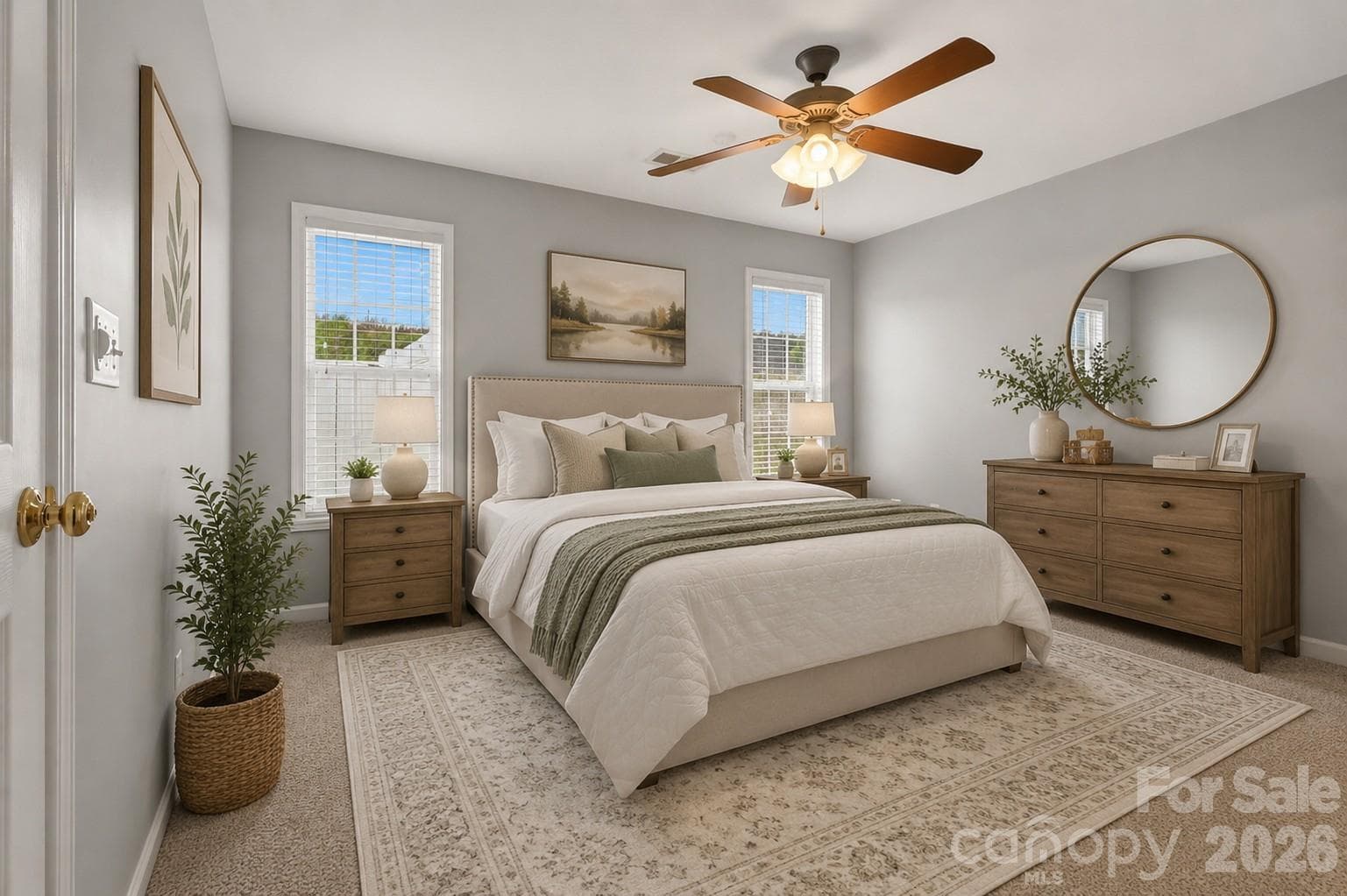 virtually staged bedroom - 1306 Bayswater Drive, High Point