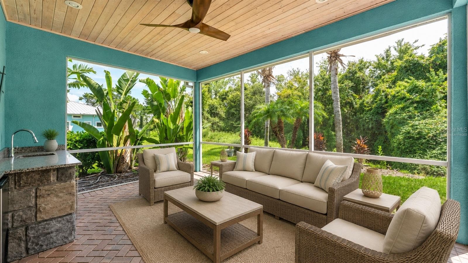 patio off of the living room - This photo has been virtually staged. - 3220 FISH HAWK DR, POLK CITY