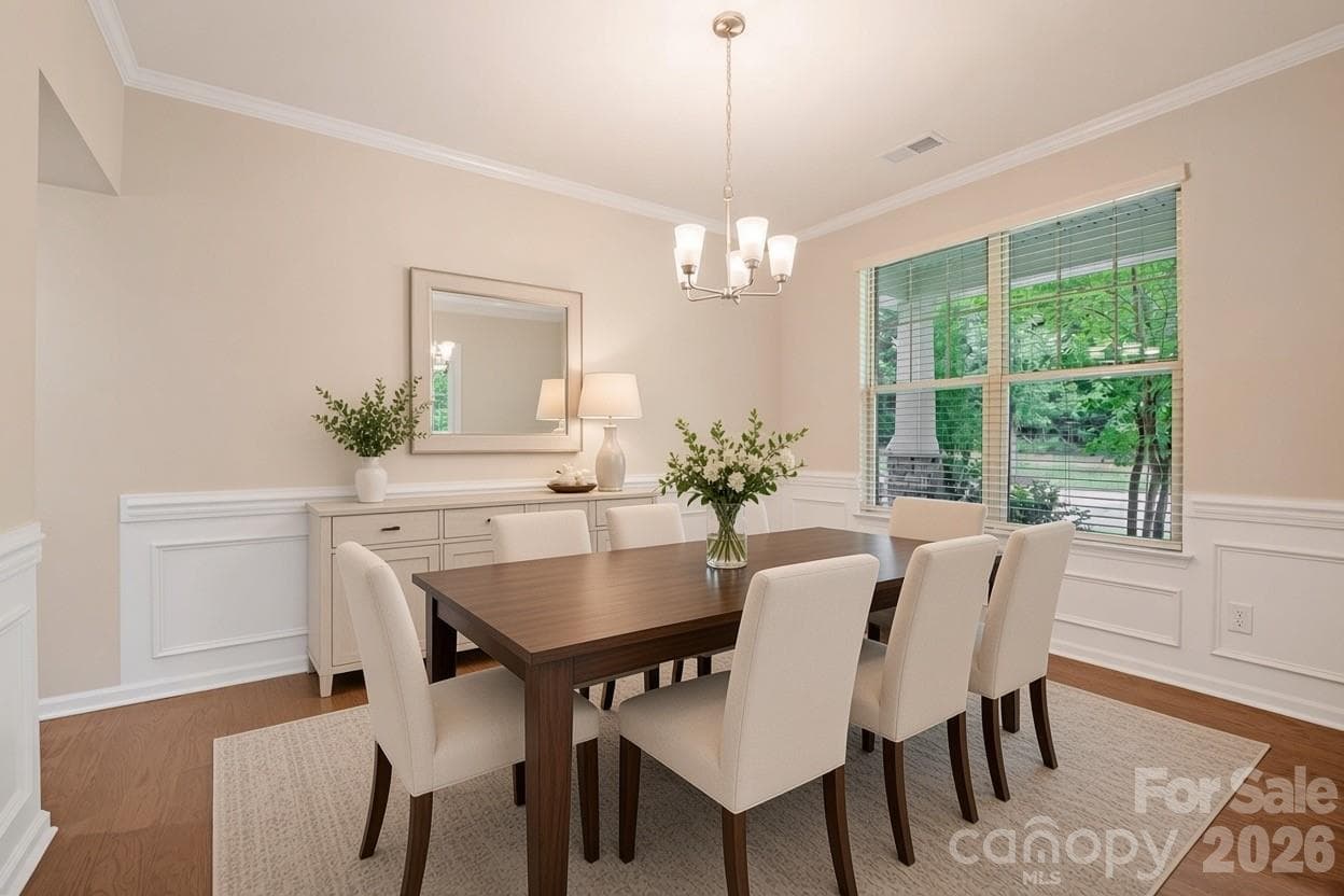 Virtually staged Formal dining - 15505 Davidson East Drive, Davidson