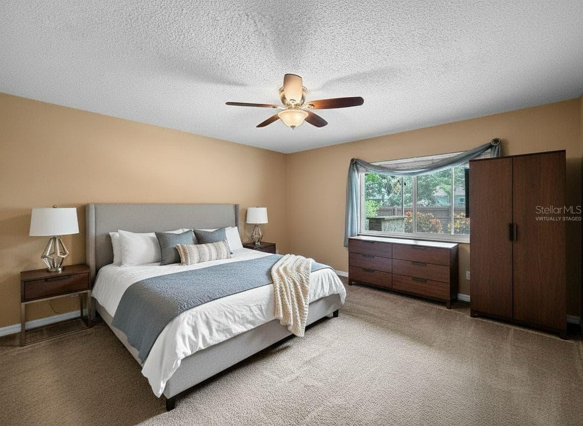 Virtually Staged - Primary Bedroom - 1583 REDWOOD AVE, DUNEDIN
