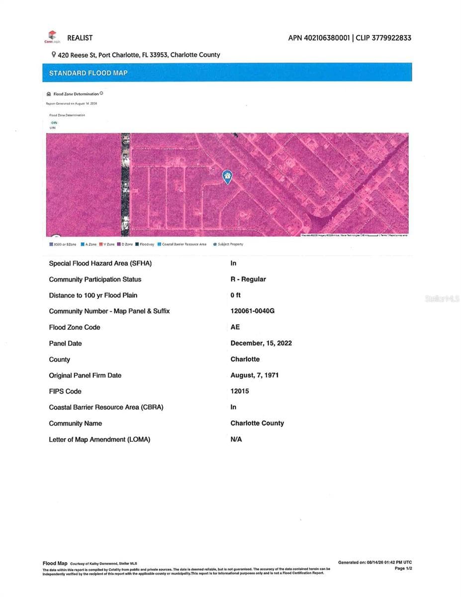 Flood Map - 428 REESE ST, PORT CHARLOTTE