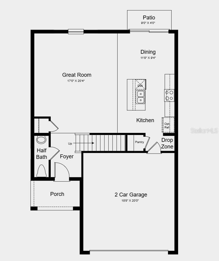 First Floor Plan - Additional Highlights Include: GE refrigerator, washer and dryer, and window blinds throughout the home - 12422 WHISK CT, HUDSON