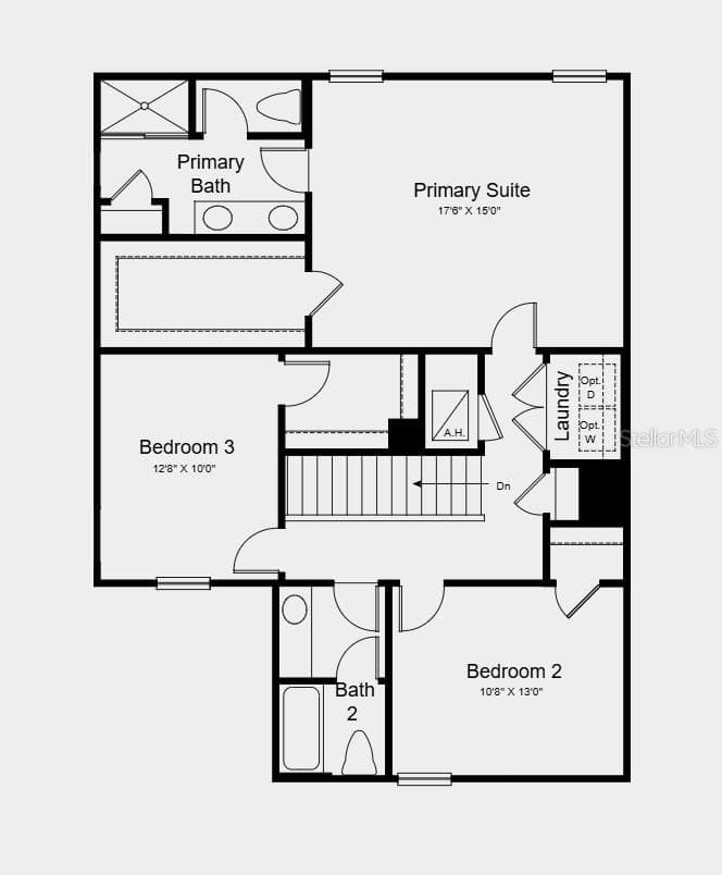 Second Floor Plan - Additional Highlights Include: GE refrigerator, washer and dryer, and window blinds throughout the home - 12422 WHISK CT, HUDSON