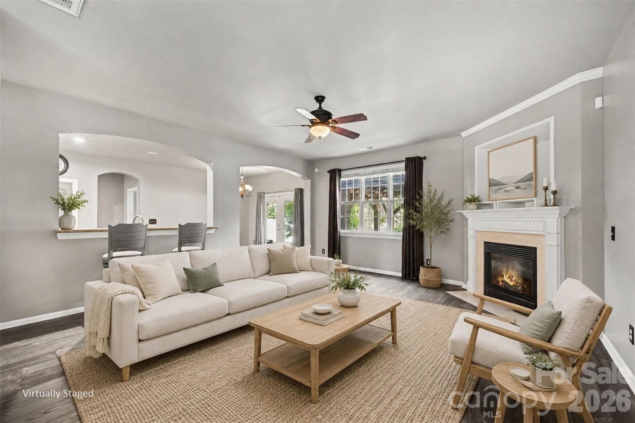 Cozy living room with gas fireplace! - 10139 Alvarado Way, Charlotte