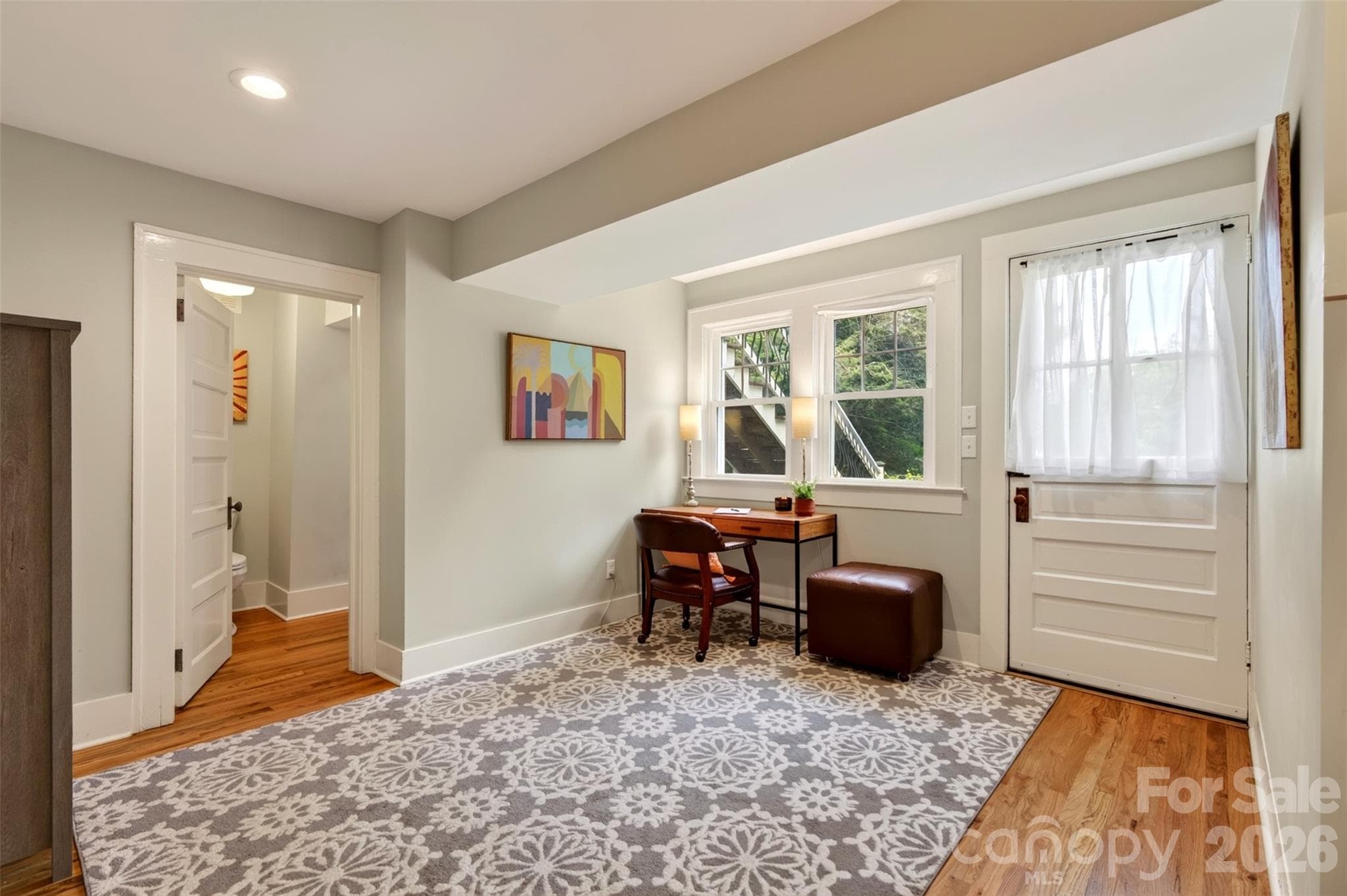 Lower level study with bathroom entry and back yard entry - 55 Edgemont Road, Asheville