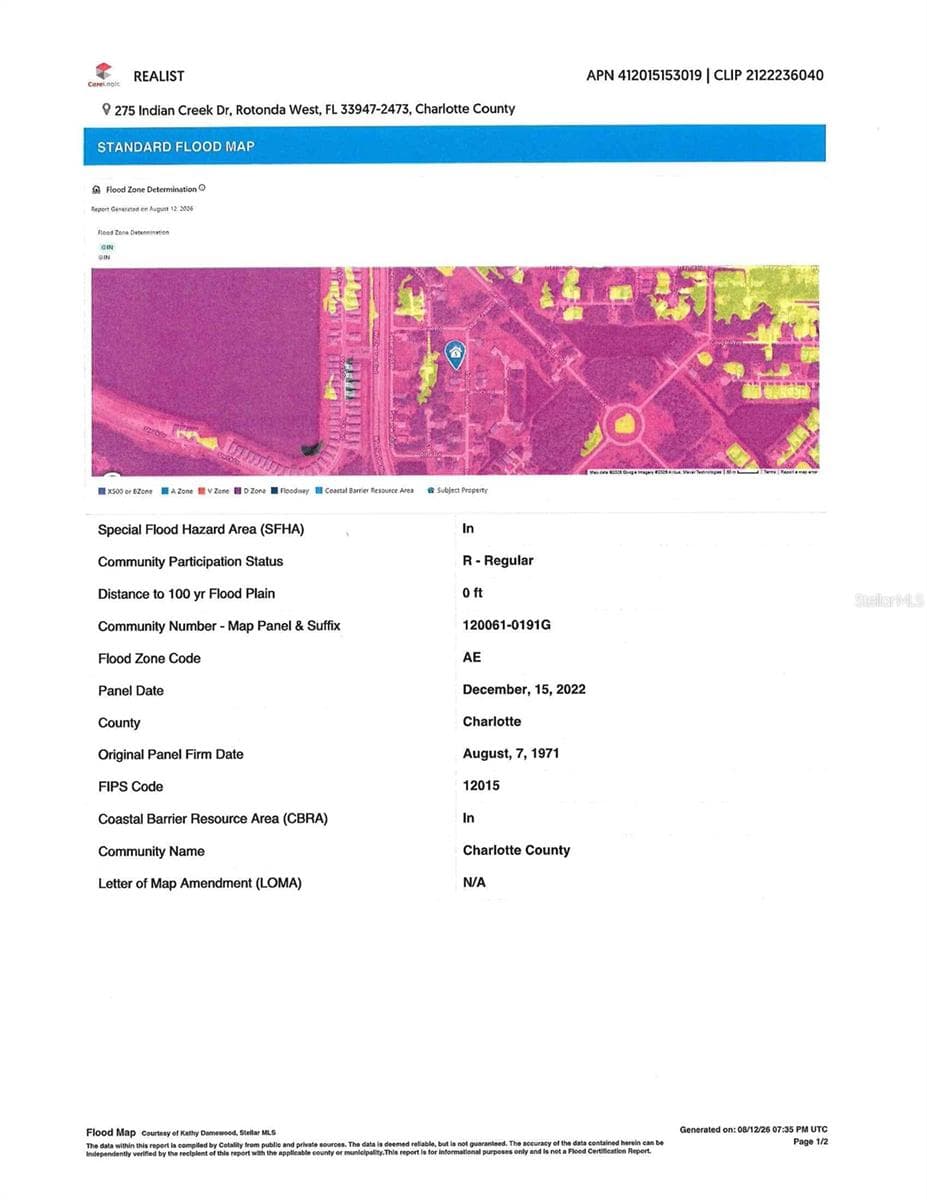 Flood Map - 275 INDIAN CREEK DR, ROTONDA WEST