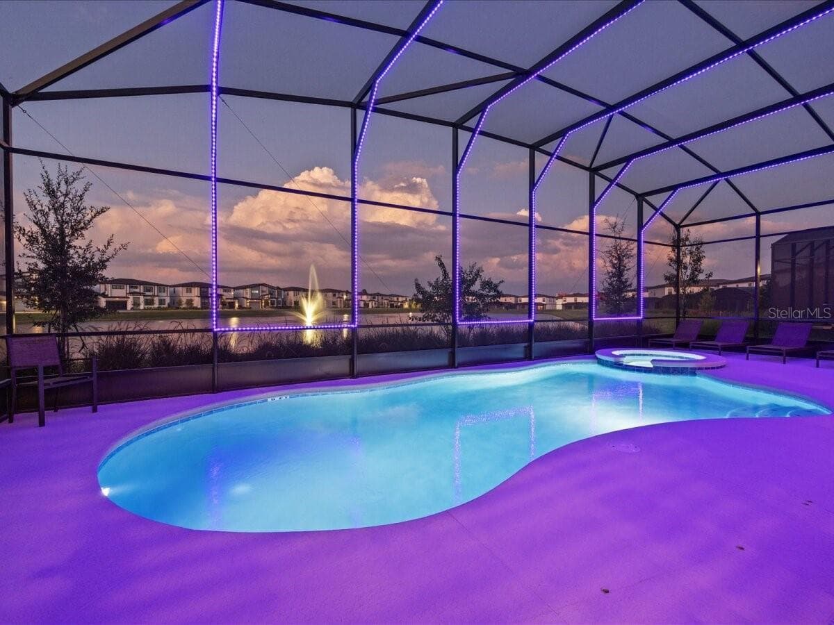 Pool + SPA with LED lights - 5830 HIGH SEAS DR, ORLANDO