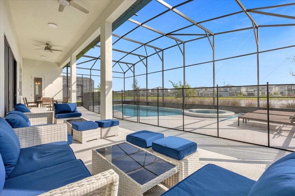 Conversation area - covered lanai - 5830 HIGH SEAS DR, ORLANDO