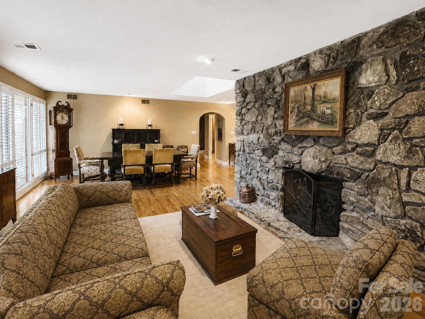 Rock Wall with fireplace for a very cozy living room - 4821 Elmhurst Drive NE, Hickory