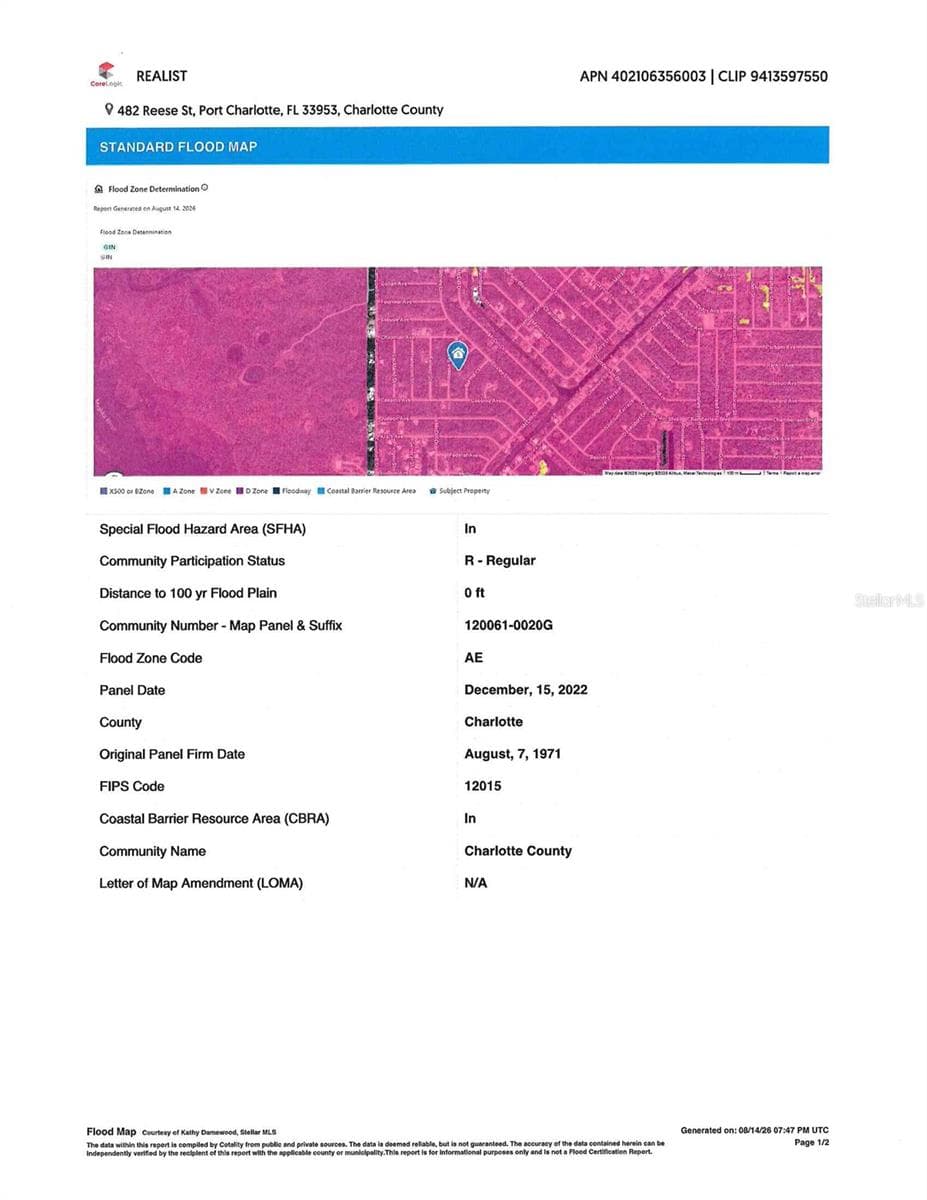 Flood Map - 482 REESE ST, PORT CHARLOTTE