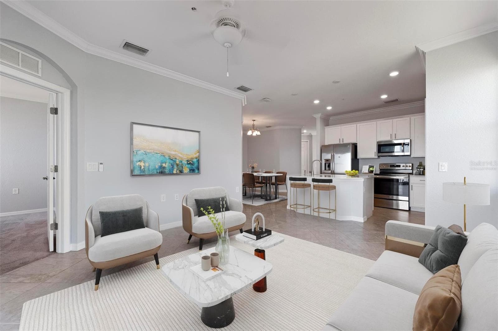 Living room/Kitchen(Virtually Staged) - 920 TIDEWATER SHORES LOOP #301, BRADENTON