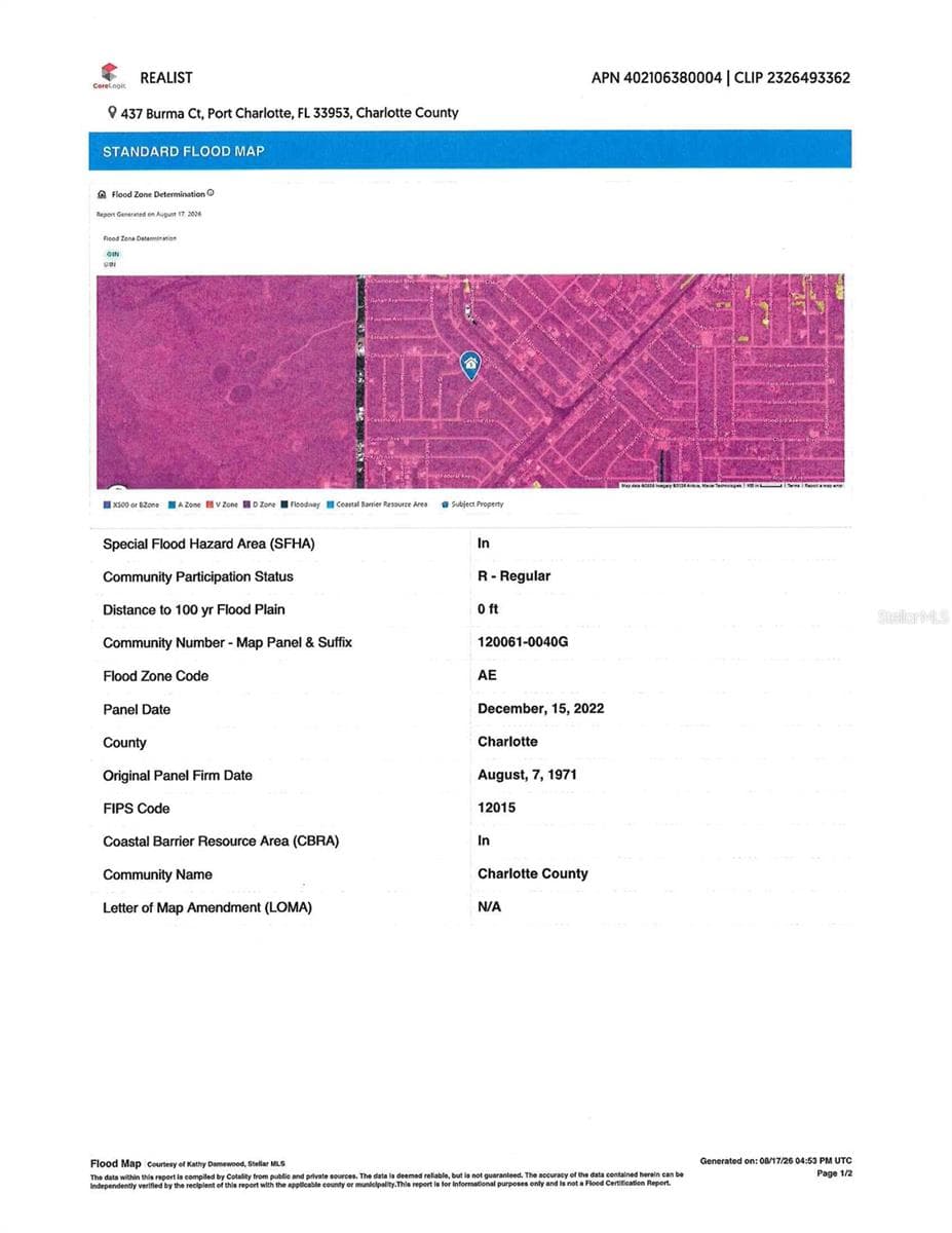 Flood Map - 437 BURMA CT, PORT CHARLOTTE