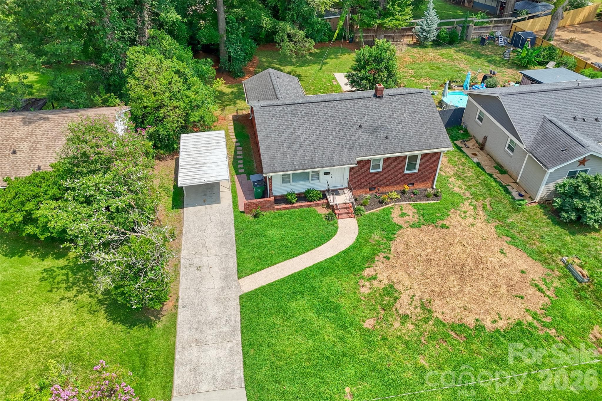 Arial View - Front Lawn is Newly Landscaped - 1062 Dresden Drive W, Charlotte