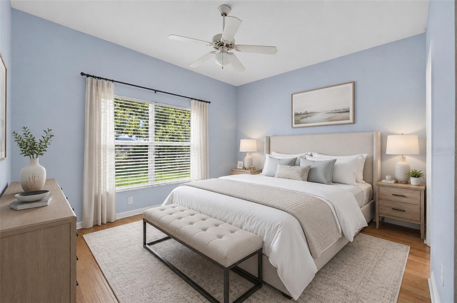 virtually staged master bedroom - 12 OLD CREEK CIR, ORMOND BEACH