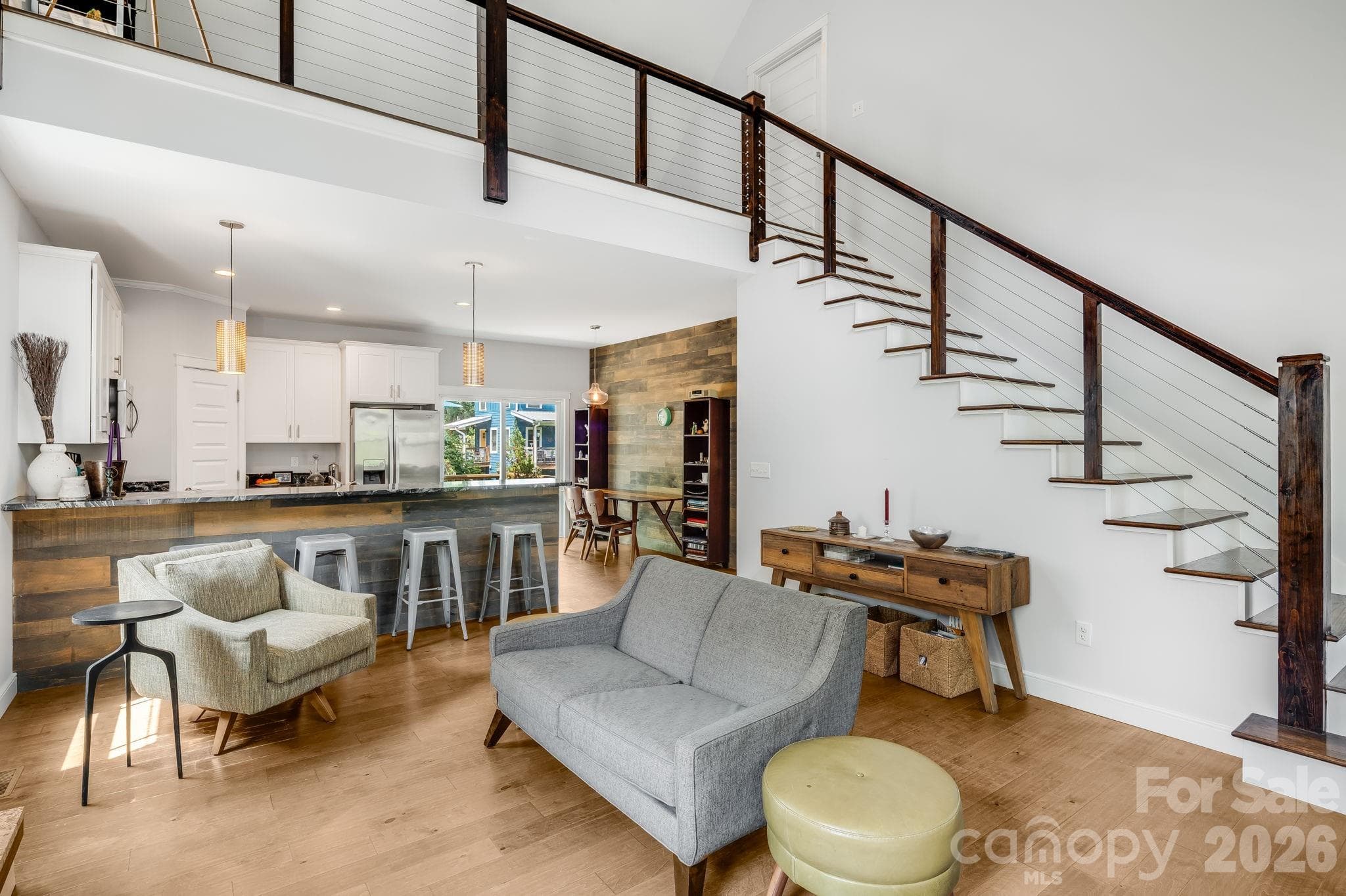 Beautiful wood highlights and exit to the rear deck. - 35 Emmett Lane, Asheville
