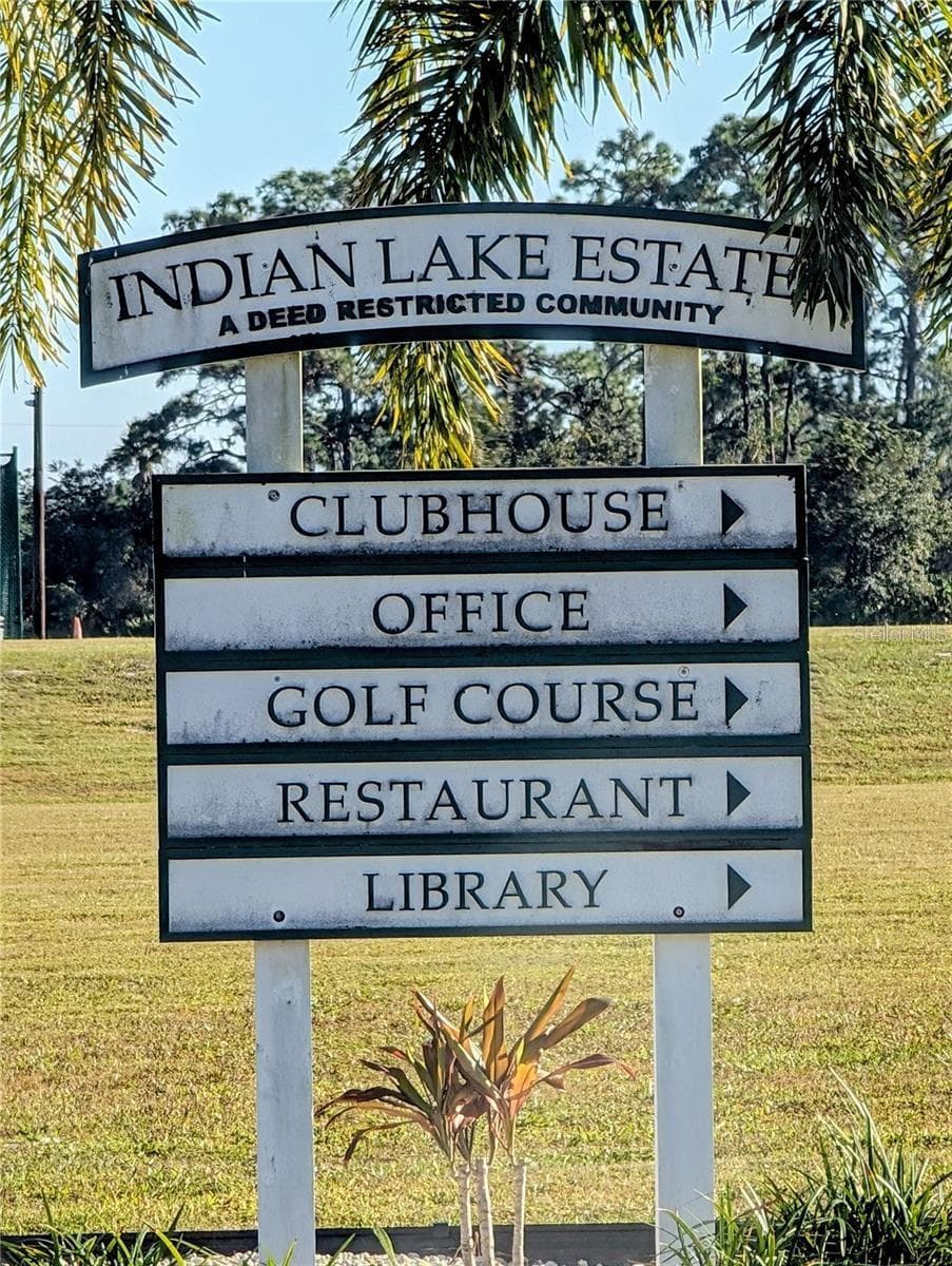 Community Sign at Entrance - 609 INDIAN LAKE DR, INDIAN LAKE ESTATES