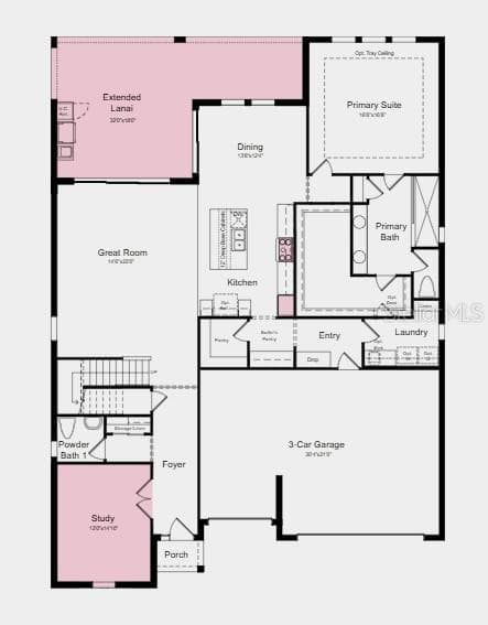 Floor 1 ~ Additional Highlights Include: door from primary closet to laundry room, laundry sink and faucet, rain shower head in primary bath, outdoor kitchen on lanai with vent hood, impact windows, pool and spa included, washer, dryer, refrigerator - 7895 INTERSTELLAR AVE, SARASOTA
