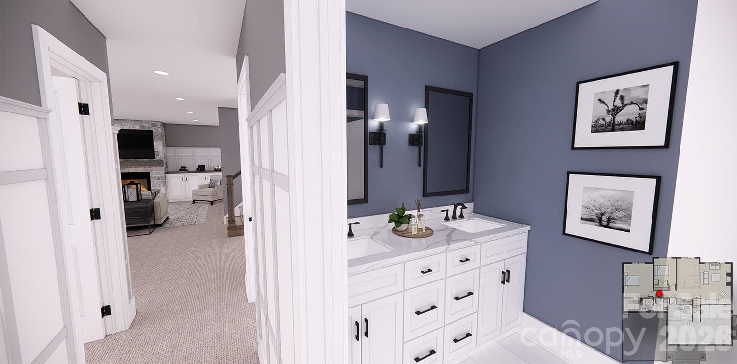 Full bath in lower level-Rendering courtesy of Royal Oaks Design. - 166 Williams Meadow Loop, Hendersonville