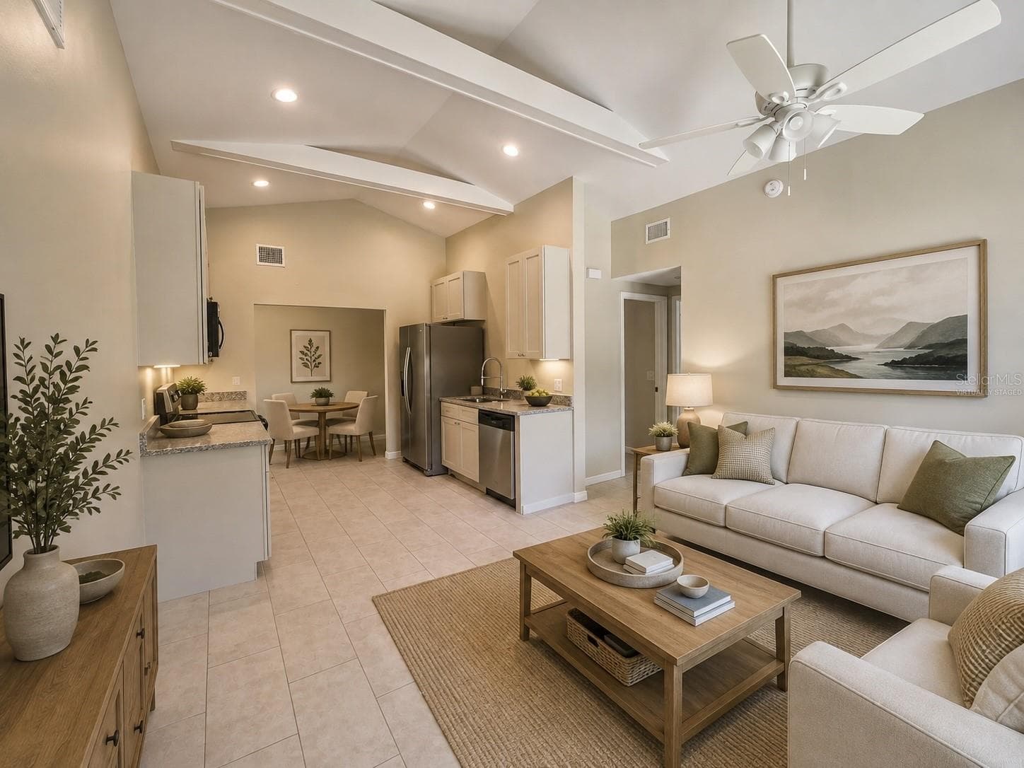 Living Room - Virtually Staged - 623 DEXTER DR, DUNEDIN