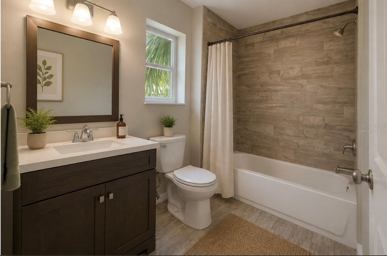 Primary Bathroom -  Virtually Staged - 623 DEXTER DR, DUNEDIN