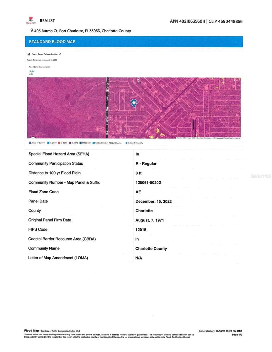 Flood Map - 493 BURMA CT, PORT CHARLOTTE