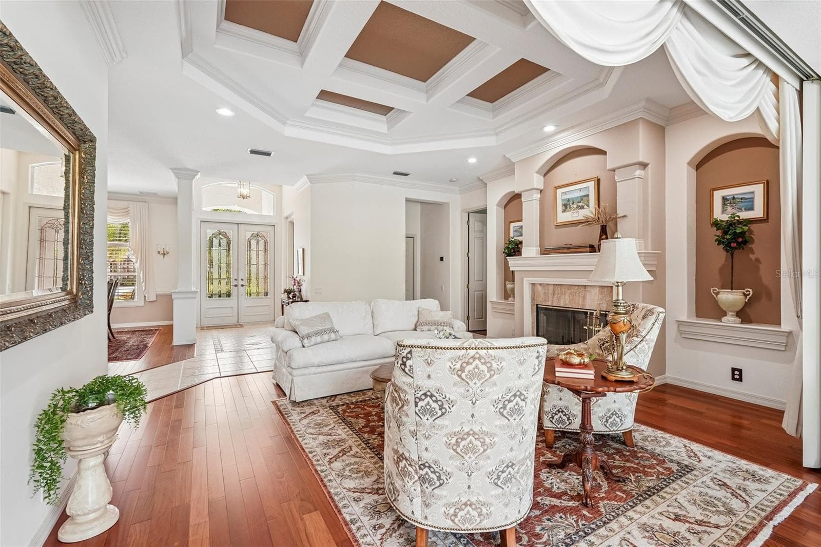 Coffered Ceilings in Formal Living Room - 403 LANSBROOK DR, VENICE
