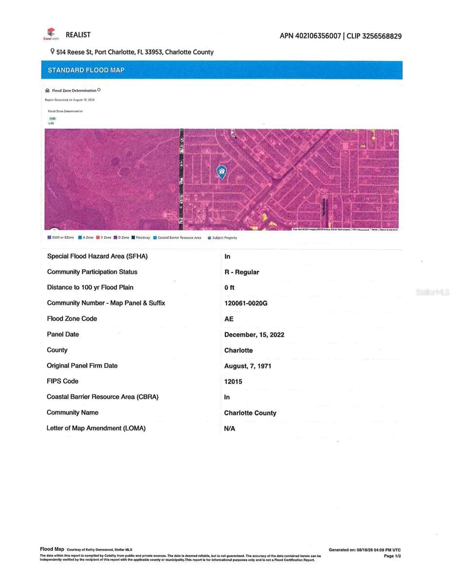 Flood Map - 514 REESE ST, PORT CHARLOTTE