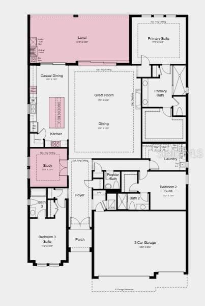 Floor Plan~ Additional highlights include a 3-car garage, impact windows, 10' ceilings, 8' interior doors, tray ceilings, upgraded quartz countertops, and direct laundry room access from the primary closet. - 10594 ECLIPSE ST, SARASOTA