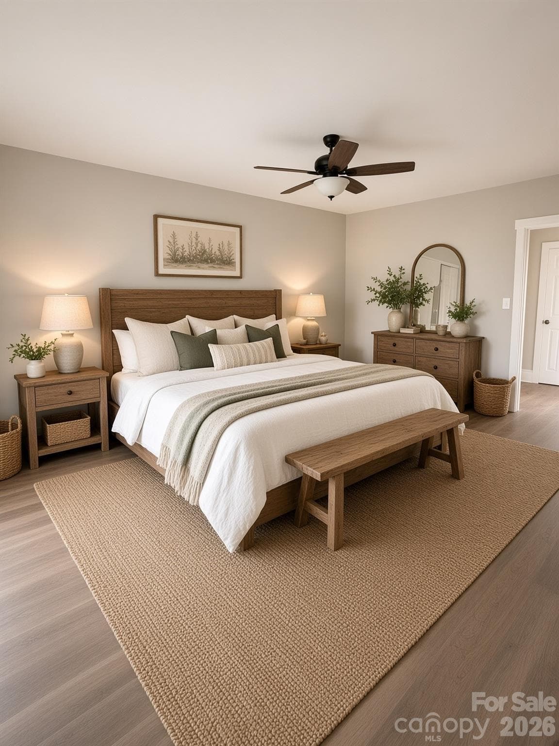 AI staged master bedroom - 2709 N Main Avenue, Newton