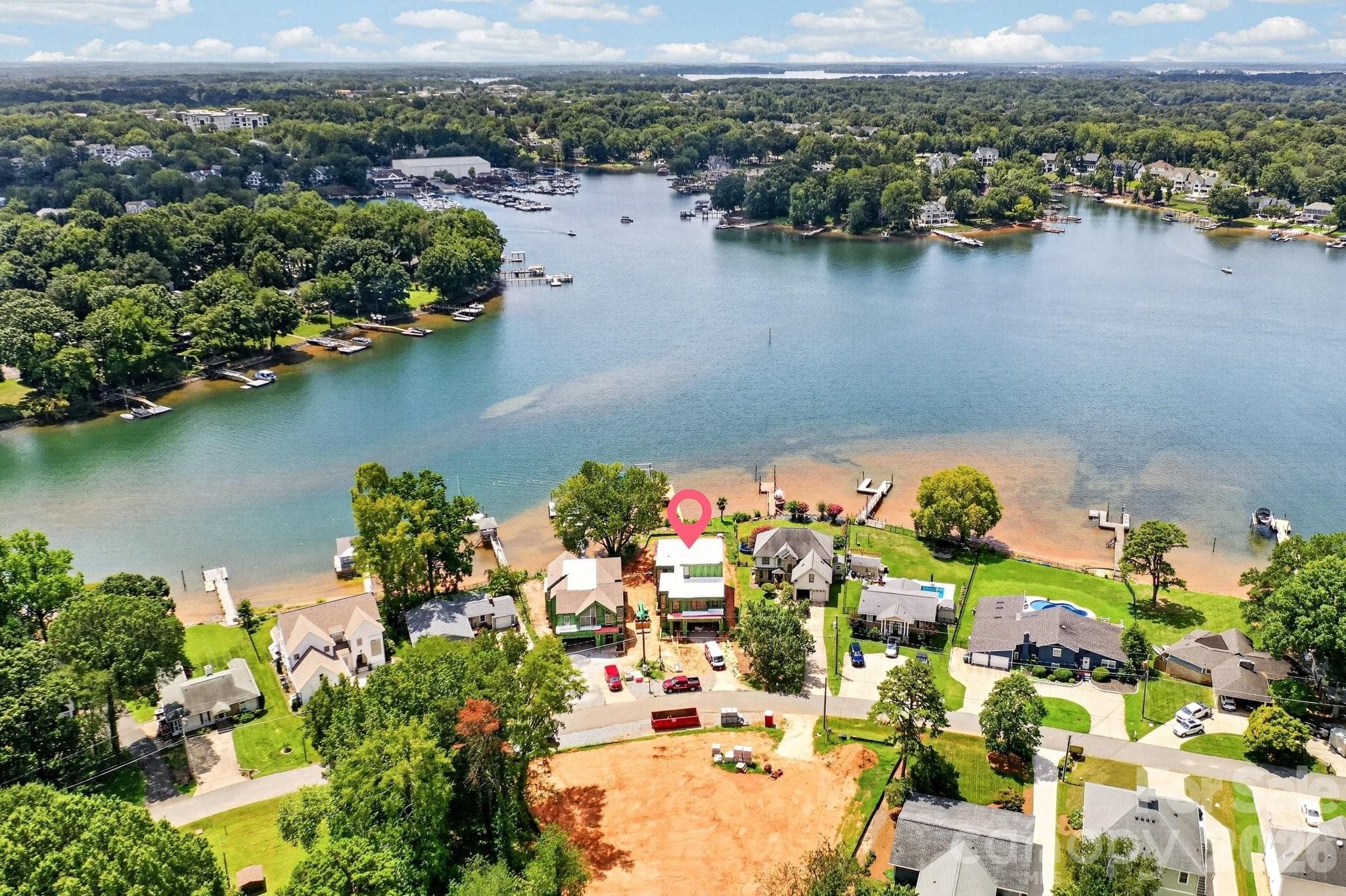Wider aerial view of the homes location on Lake Norman. - Cornelius