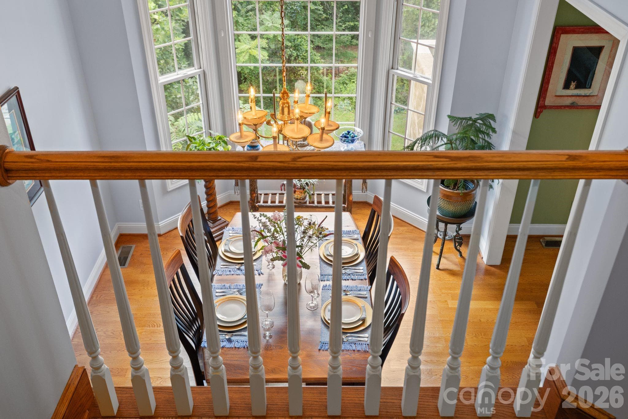 View from stairwell landing to dining room - 210 Clear Vista Circle, Asheville