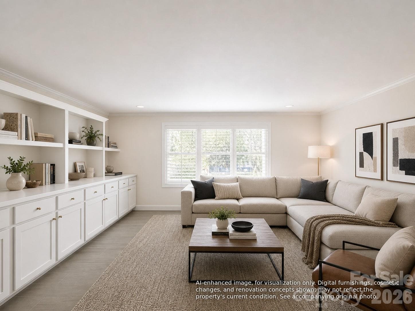 Virtually staged/AI-enhanced photos illustrate potential improvements - Charlotte