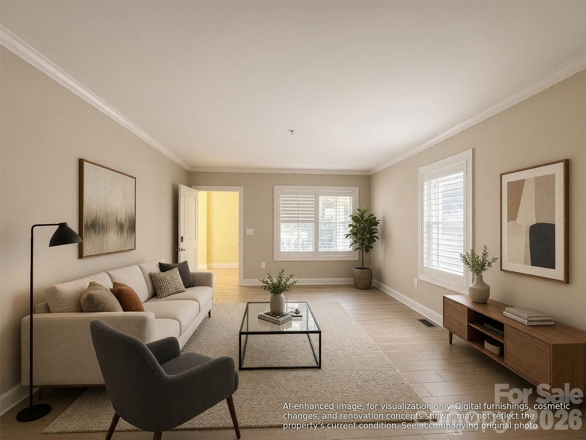 Virtually staged/AI-enhanced photos illustrate potential improvements - 1512 Ivey Drive, Charlotte