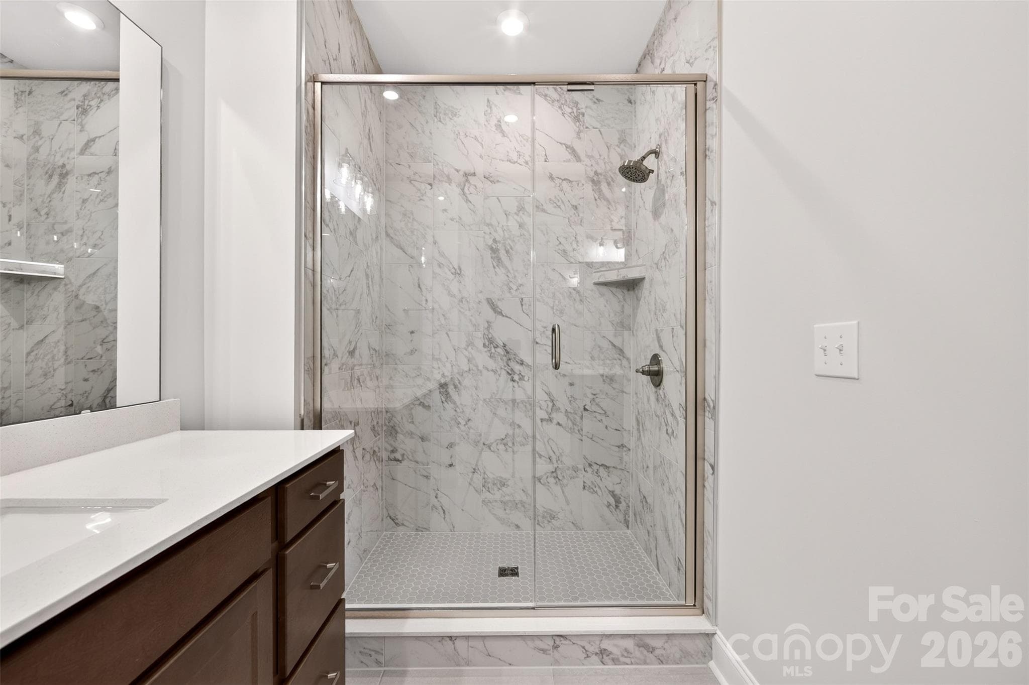 Tiled walk-in shower - 6008 Yellow Buckeye Drive, Charlotte