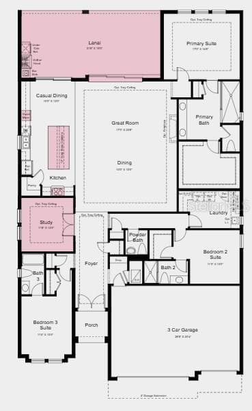 Floor Plan~ Additional Highlights Include: Whole house impact windows, under counter beverage center, laundry package, GE French door refrigerator, waterfall edge counter at kitchen island, 8' interior doors, covered extended lanai, outdoor kitchen with vented hood, pool and spa, 10' ceilings, pendant lights at kitchen island, and upgraded quartz countertops/flooring/cabinets throughout. - 10614 ECLIPSE ST, SARASOTA