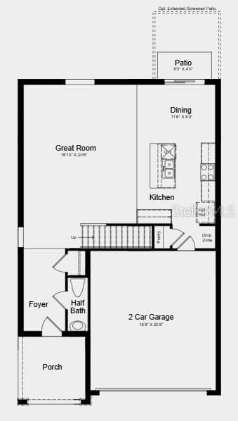 First Floor Plan~ Additional Highlights Include: refrigerator, top load washer and dryer, extended LVP flooring on main level, and window blinds throughout the whole house. - 13741 SQUALL LN, HUDSON