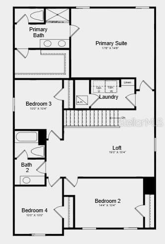 Second Floor Plan~ Additional Highlights Include: refrigerator, top load washer and dryer, extended LVP flooring on main level, and window blinds throughout the whole house. - 13741 SQUALL LN, HUDSON