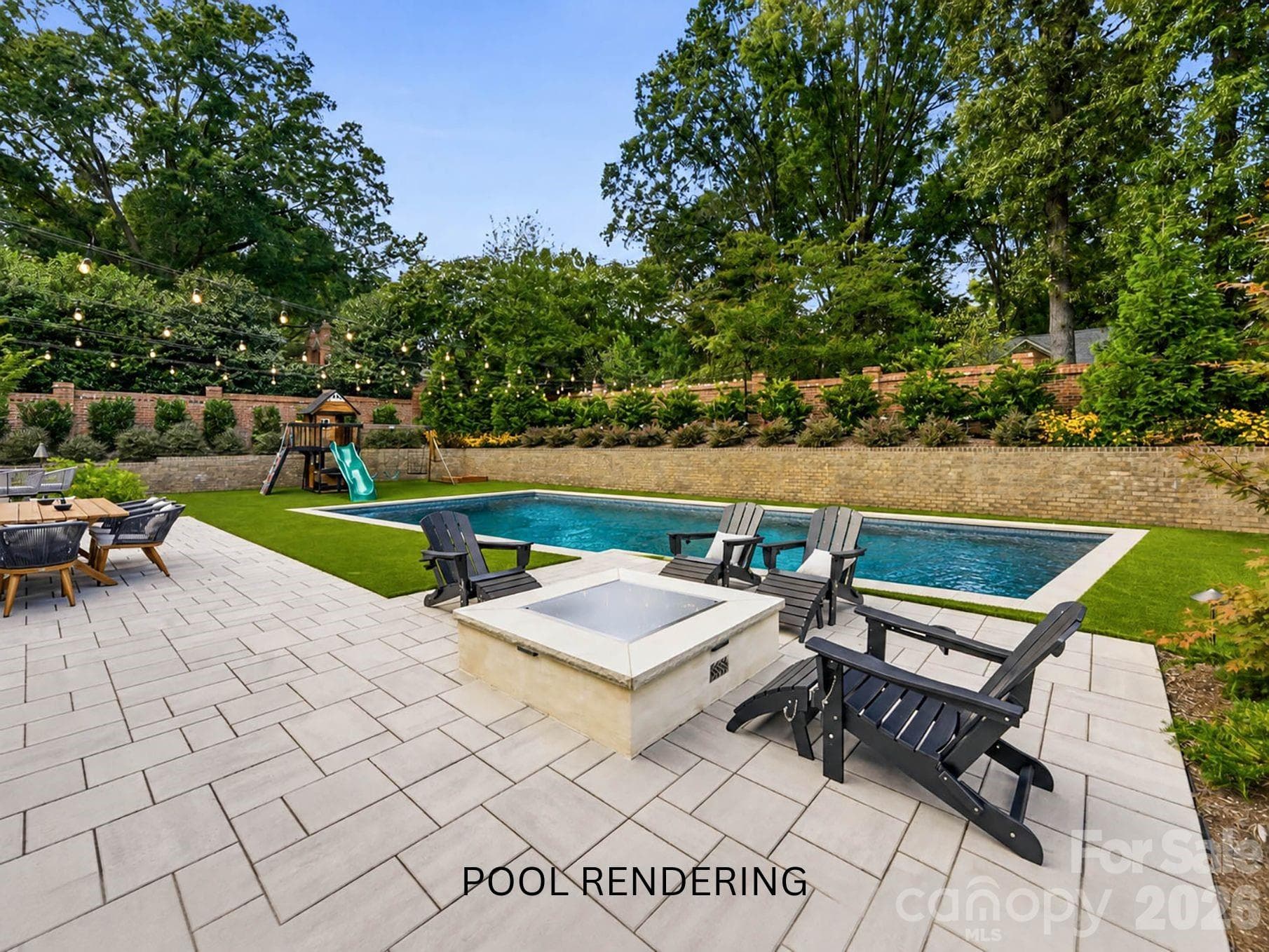 Pool rendering. Swingset has been removed. - 2610 Sedley Road, Charlotte