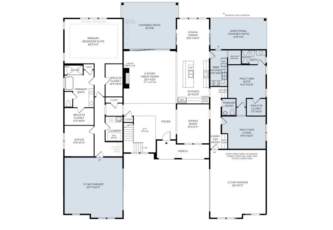 Main level home layout with available options to configure - 1028 Courtney Lane, Waxhaw