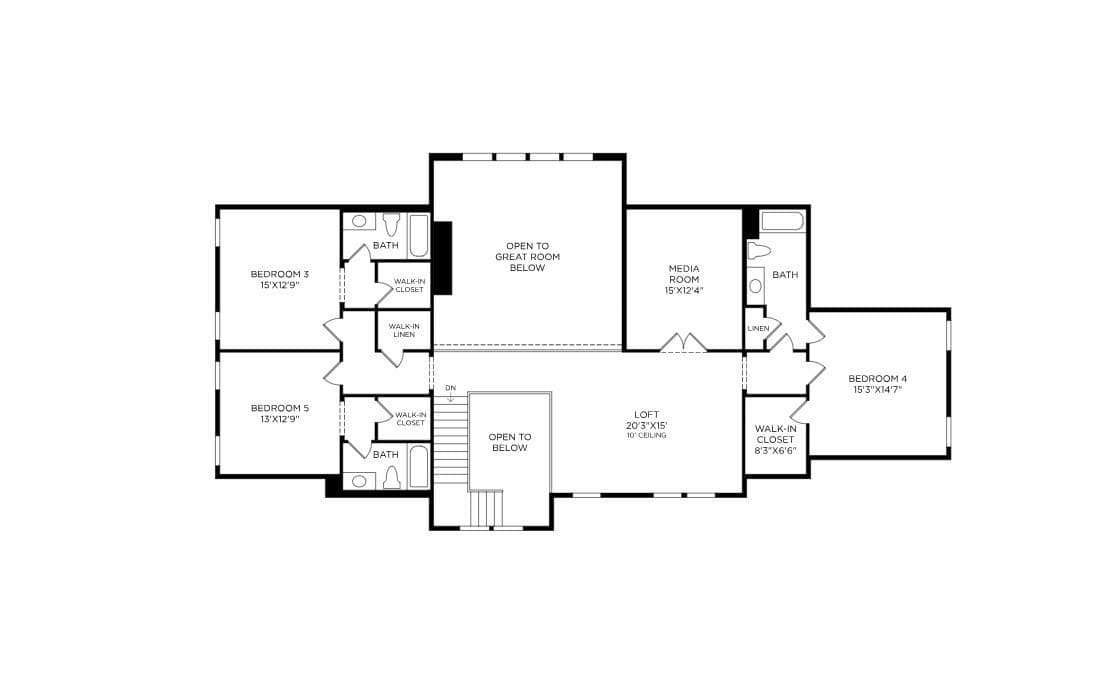 Upper level home layout - 1028 Courtney Lane, Waxhaw