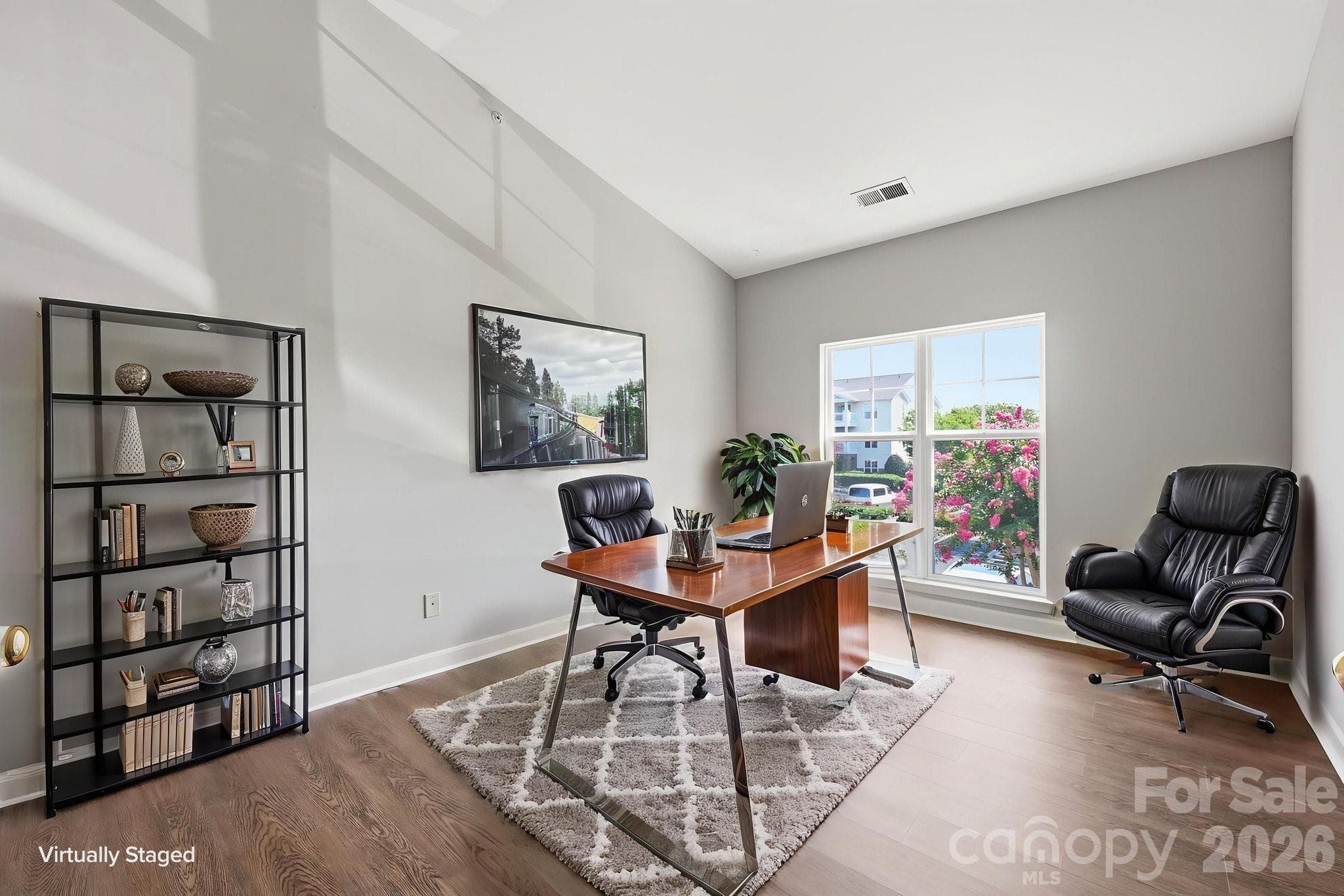Flex room has vaulted ceiling, huge window and wood paned double French doors. Being shown as an office but can be childrens playroom, workout room or whatever your family needs. - 16648 E Amberside Road, Cornelius