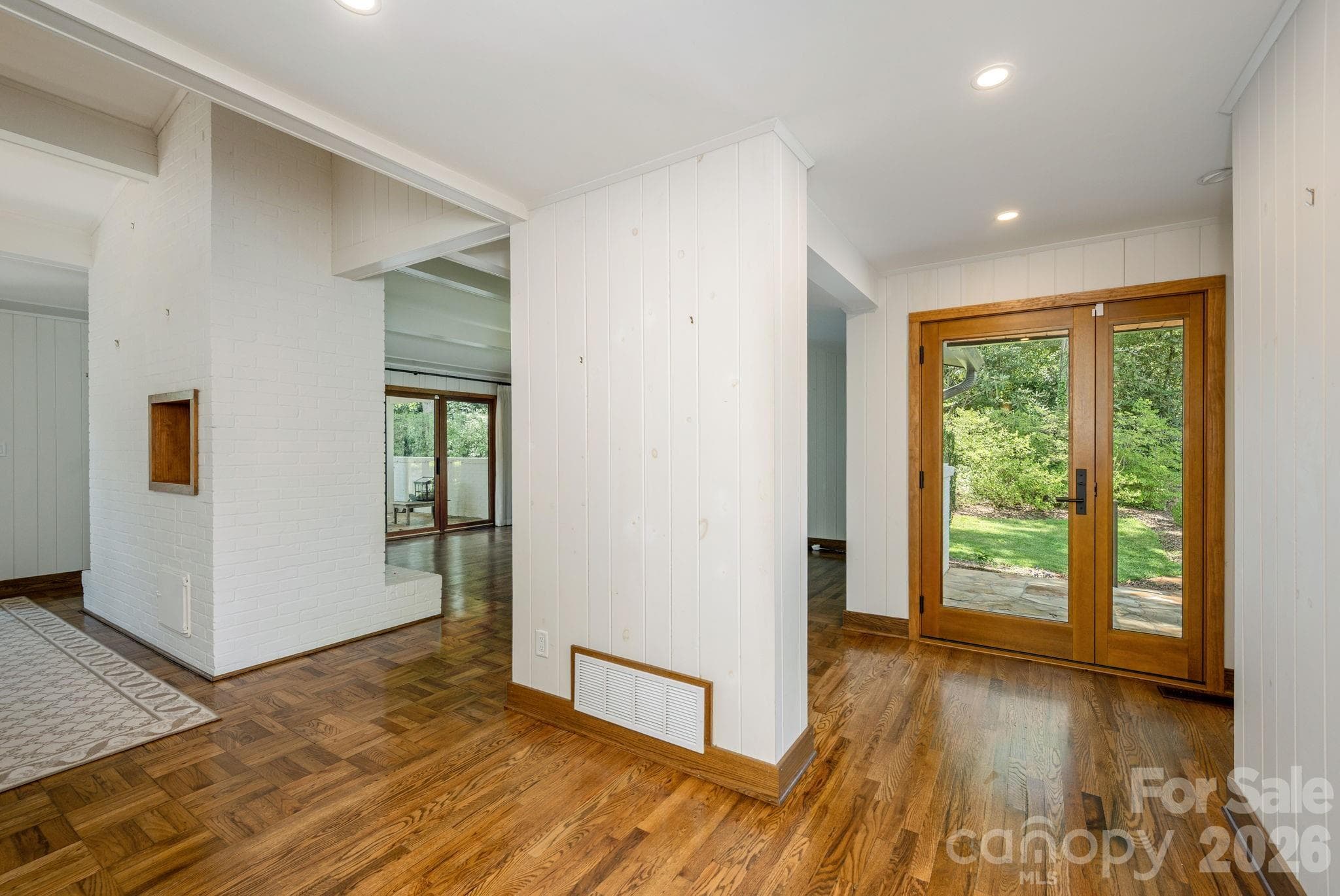 Entrance foyer open to living and dining room - 28 Forest Road, Asheville