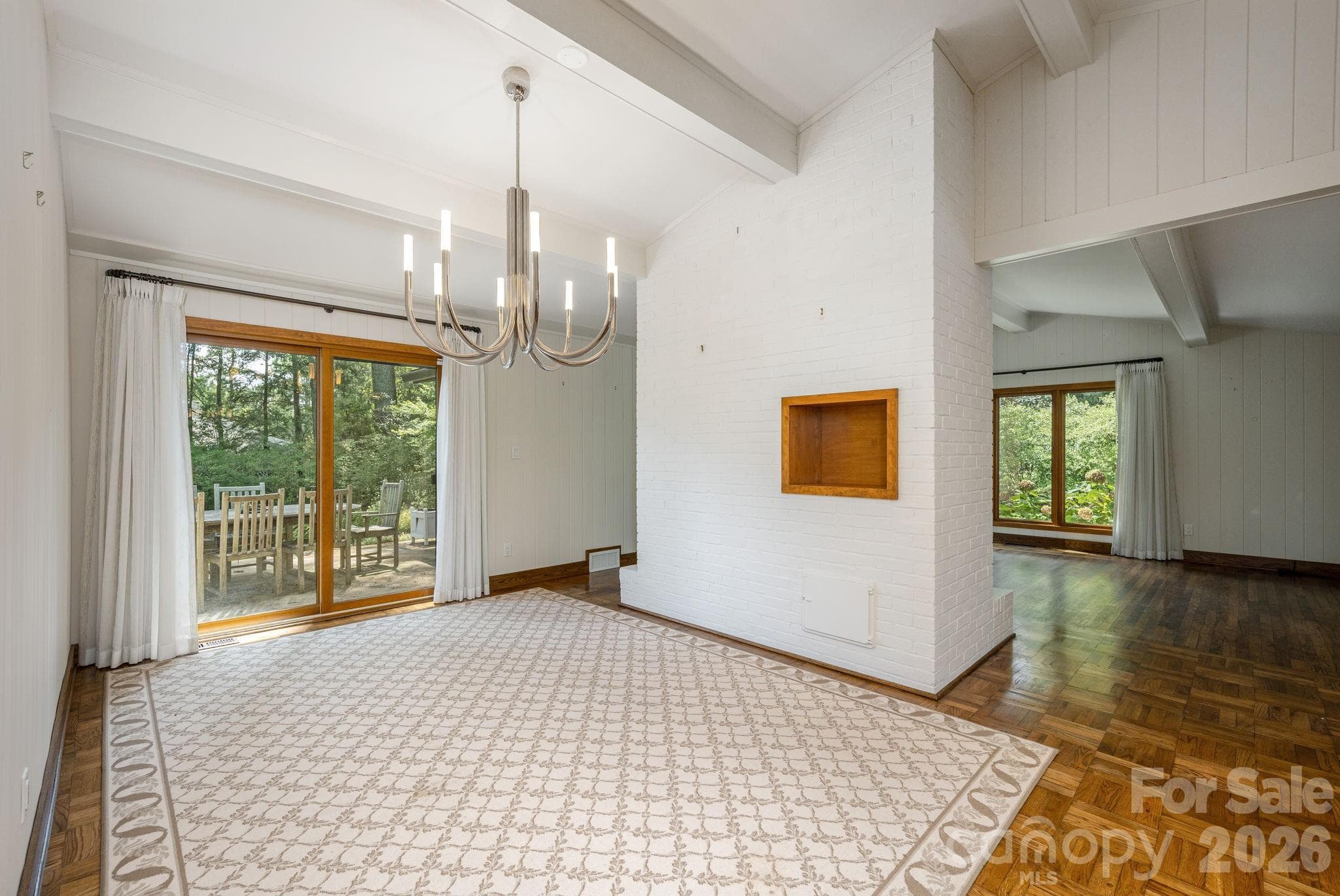 Dining room with sliding door of open patio - 28 Forest Road, Asheville